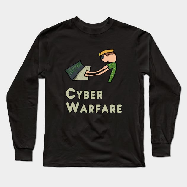 Cyber Warfare Long Sleeve T-Shirt by Mark Ewbie